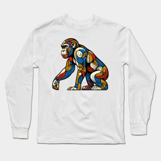 Pop art monkey illustration. cubism illustration of monkey Long Sleeve T-Shirt